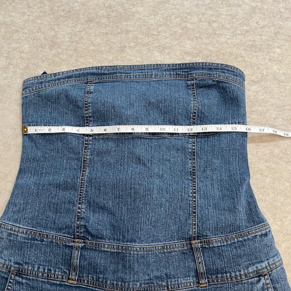 Yada Yada Stretch Y2K 2000's Blue Denim Wide Leg Capri Jumper Romper size Large - Picture 10 of 15